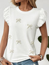Beaded Bow Puff Sleeve Tee_CWTTS00907