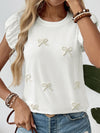 Beaded Bow Puff Sleeve Tee_CWTTS00907