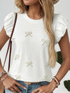 Beaded Bow Puff Sleeve Tee_CWTTS00907