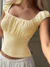 Square Neck Ruched Crop Top_CWTTS00908