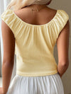 Square Neck Ruched Crop Top_CWTTS00908
