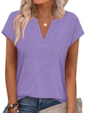 V Neck Patch Short Sleeve Tee_CWTTS00915
