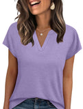 V Neck Patch Short Sleeve Tee_CWTTS00915