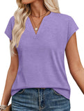 V Neck Patch Short Sleeve Tee_CWTTS00915