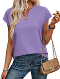 V Neck Patch Short Sleeve Tee_CWTTS00915