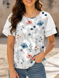 Crewneck Print Double Sleeve Tee_CWTTS00917
