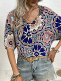 Batwing Sleeve Print Tee_CWTTS00918