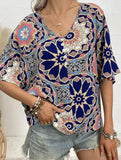 Batwing Sleeve Print Tee_CWTTS00918
