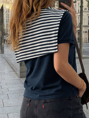 Stripe Shawl Tee_CWTTS00921