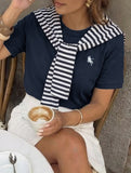 Stripe Shawl Tee_CWTTS00921