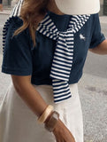 Stripe Shawl Tee_CWTTS00921