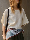 Linen Crewneck Short Sleeve Tee_CWTTS00924