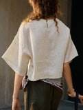 Linen Crewneck Short Sleeve Tee_CWTTS00924