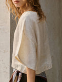 Linen Crewneck Short Sleeve Tee_CWTTS00924