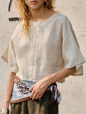 Linen Crewneck Short Sleeve Tee_CWTTS00924