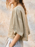 Linen Crewneck Short Sleeve Tee_CWTTS00924