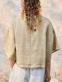 Linen Crewneck Short Sleeve Tee_CWTTS00924