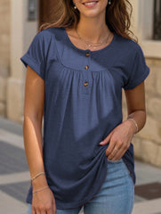Crewneck Button Loose Tee_CWTTS00942