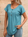 Crewneck Button Loose Tee_CWTTS00942