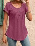 Crewneck Button Loose Tee_CWTTS00942