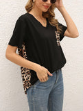LEOPARD PATTERN BLOCKED CASUAL TOP