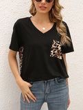 LEOPARD PATTERN BLOCKED CASUAL TOP