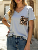 LEOPARD PATTERN BLOCKED CASUAL TOP