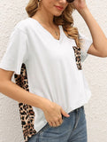 LEOPARD PATTERN BLOCKED CASUAL TOP