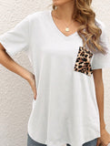 LEOPARD PATTERN BLOCKED CASUAL TOP