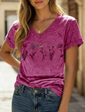 Street Style printed V-neck short sleeves T-shirt