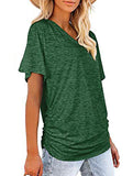 Short-Sleeve T-Shirt Solid Color Casual Loose V-Neck Top