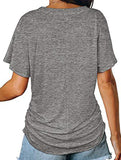 Short-Sleeve T-Shirt Solid Color Casual Loose V-Neck Top