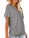 Short-Sleeve T-Shirt Solid Color Casual Loose V-Neck Top