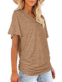 Short-Sleeve T-Shirt Solid Color Casual Loose V-Neck Top