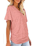 Short-Sleeve T-Shirt Solid Color Casual Loose V-Neck Top