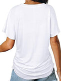 Short-Sleeve T-Shirt Solid Color Casual Loose V-Neck Top