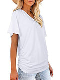 Short-Sleeve T-Shirt Solid Color Casual Loose V-Neck Top