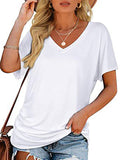 Short-Sleeve T-Shirt Solid Color Casual Loose V-Neck Top
