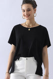 LOOSE FIT ROUND NECK SHORT SLEEVE T SHIRT TOP - Doublju