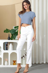 Crew Neck Short Sleeve Crop Top