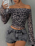 Women's off-shoulder flared sleeve short top_CWTTSL00231