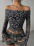 Women's off-shoulder flared sleeve short top_CWTTSL00231