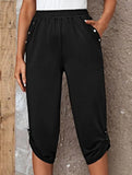 Casual Elastic Capri Pants