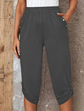 Casual Elastic Capri Pants