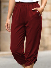 Casual Elastic Capri Pants