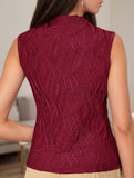 Mock Neck Textured Sleeveless Top