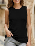Sleeveless Crewneck Slit Top