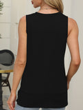 Sleeveless Crewneck Slit Top