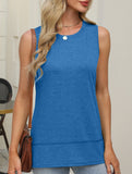 Sleeveless Crewneck Slit Top