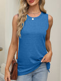 Sleeveless Crewneck Slit Top